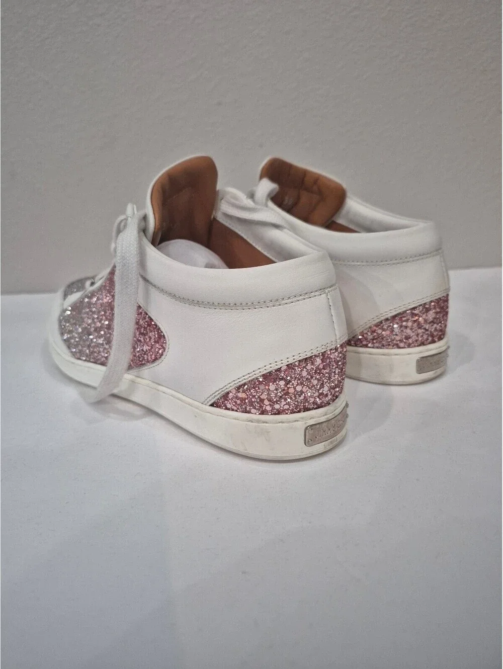 JIMMY CHOO Miami Sneakers Glitter Leather Sneakers Size 39